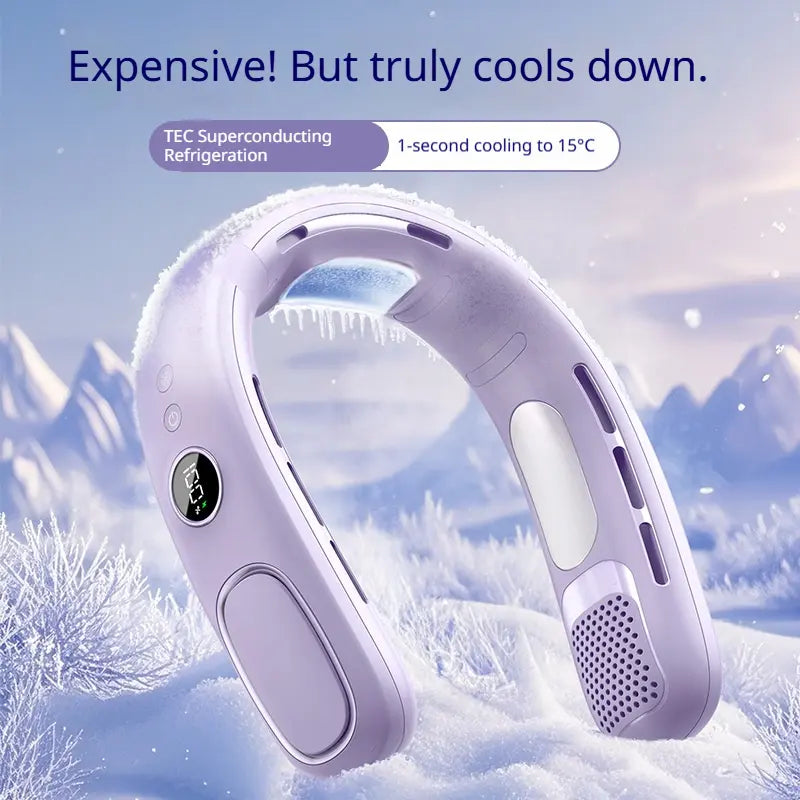 Portable Bladeless Neck Fan with Semiconductor Cooling | Hands-Free