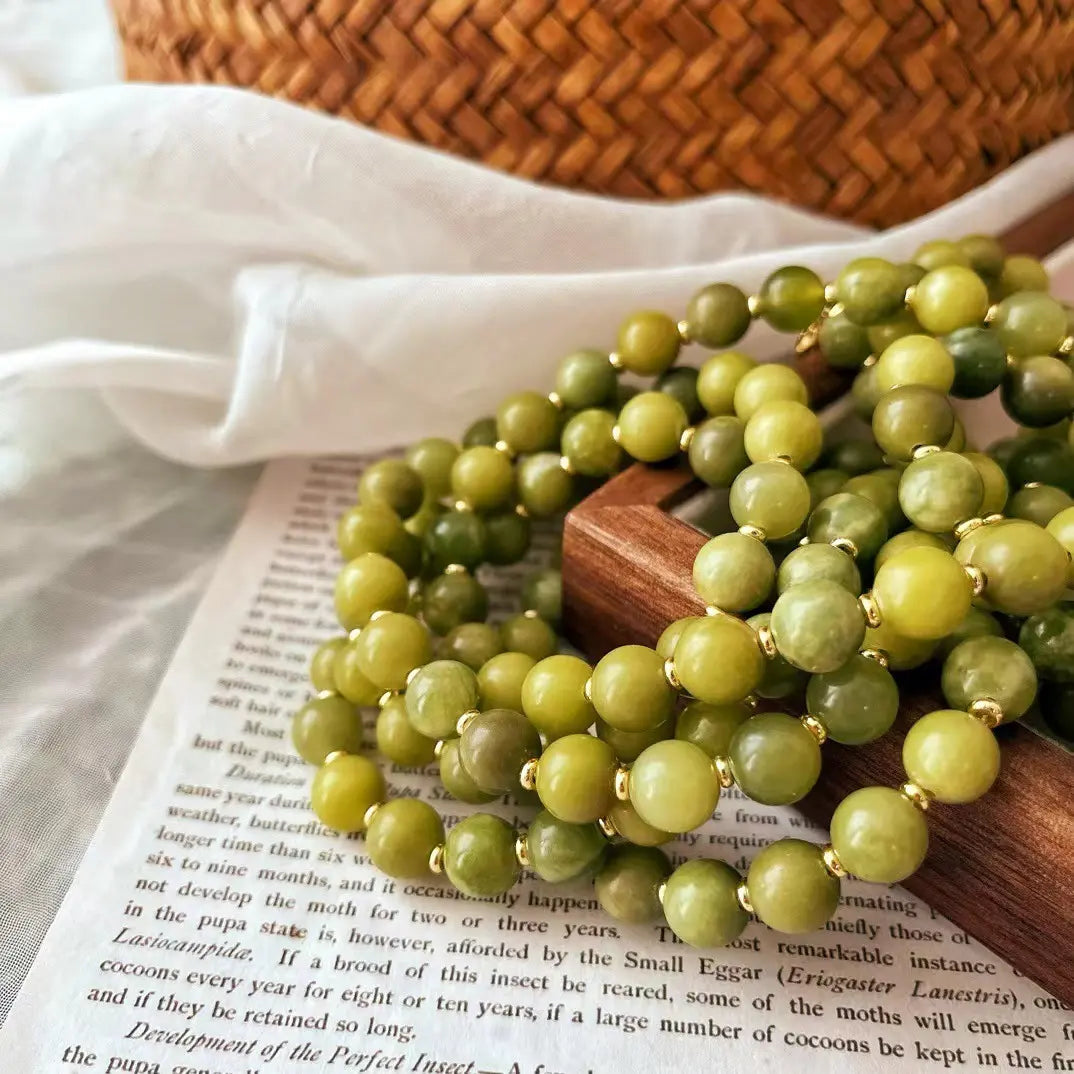 Vintage Natural Southern Jade "Starry Sky" Collarbone Necklace