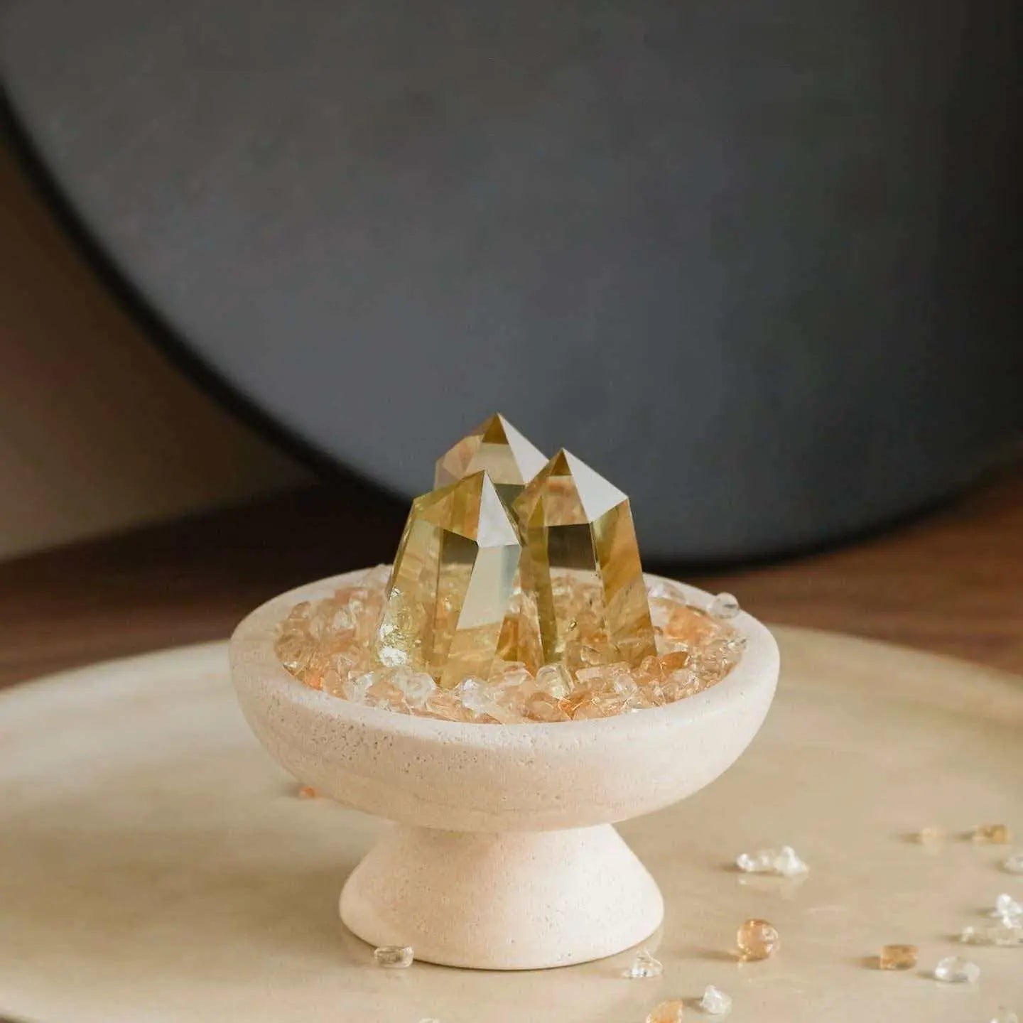 Natural Citrine Crystal Column (with Base) | Wealth-Attracting Feng Shui Ornament