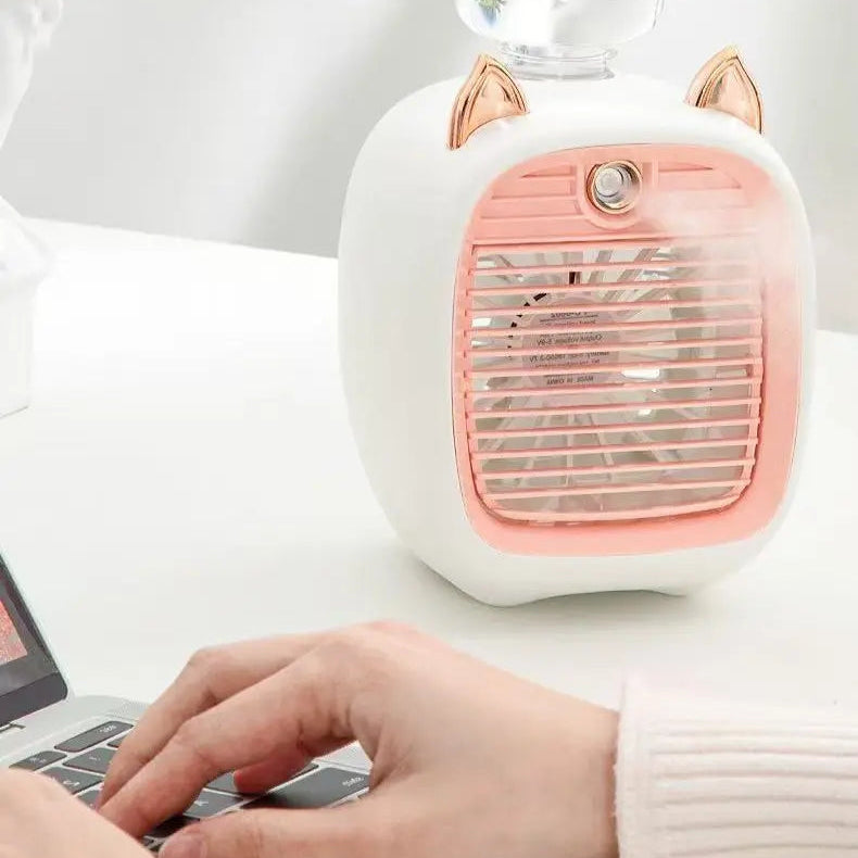 Viral "Little Fox" Mini Cooling Fan | Portable Humidifier Desk Fan