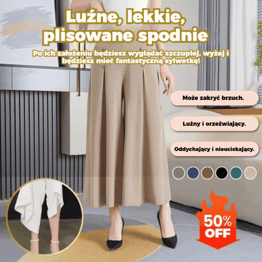✨-49% | Modne spodnie damskie z szerokimi nogawkami 💃 Wysoki stan | Lekkość i komfort [M-5XL]