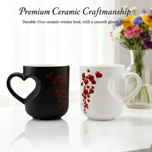 📢📢50% zniżki!!! ⏰ Ceramiczny kubek na Walentynki, uchwyt w kształcie serca, zmieniający kolor💝✨