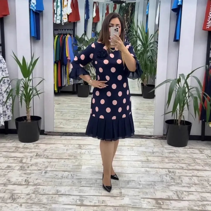 -50%🔥 Nowa sukienka damska w grochy | Modna plisowana sukienka wyszczuplająca S–5XL