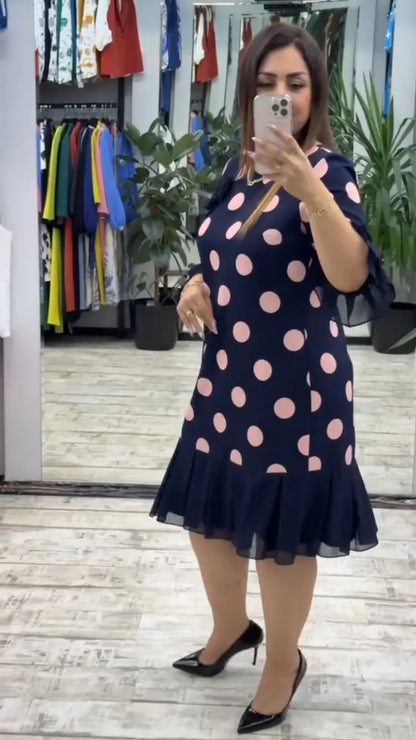 -50%🔥 Nowa sukienka damska w grochy | Modna plisowana sukienka wyszczuplająca S–5XL