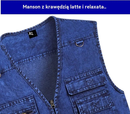49%OFF【XL-6XL】2026 Męska kamizelka dżinsowa z wieloma kieszeniami
