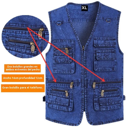 49%OFF【XL-6XL】2026 Męska kamizelka dżinsowa z wieloma kieszeniami