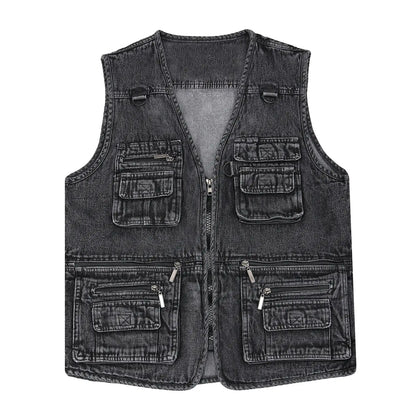 49%OFF【XL-6XL】2026 Męska kamizelka dżinsowa z wieloma kieszeniami