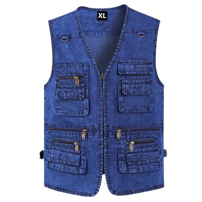 49%OFF【XL-6XL】2026 Męska kamizelka dżinsowa z wieloma kieszeniami