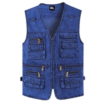 49%OFF【XL-6XL】2026 Męska kamizelka dżinsowa z wieloma kieszeniami