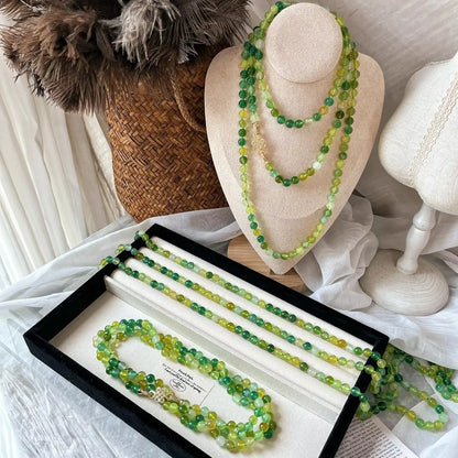 Vintage Apple Green Chrysoprase Sweater Necklace | Multi-Wear Design
