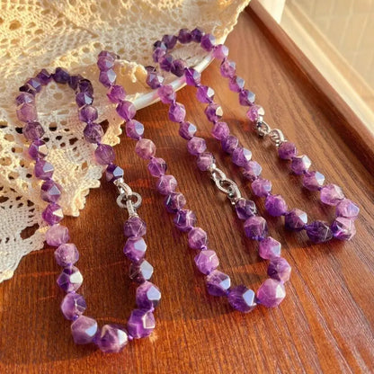 Women's Uruguayan Amethyst Necklace | 12mm Irregular Beads