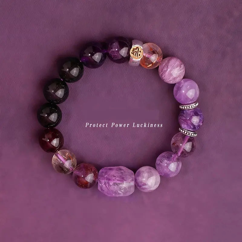 Nine Purple Lihuo Amethyst Super Seven Duobao Bracelet | Luxury Gift
