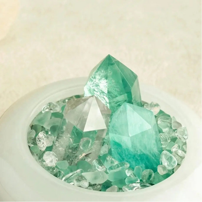 Natural Green Fluorite Crystal Pyramid - Healing Meditation Stone