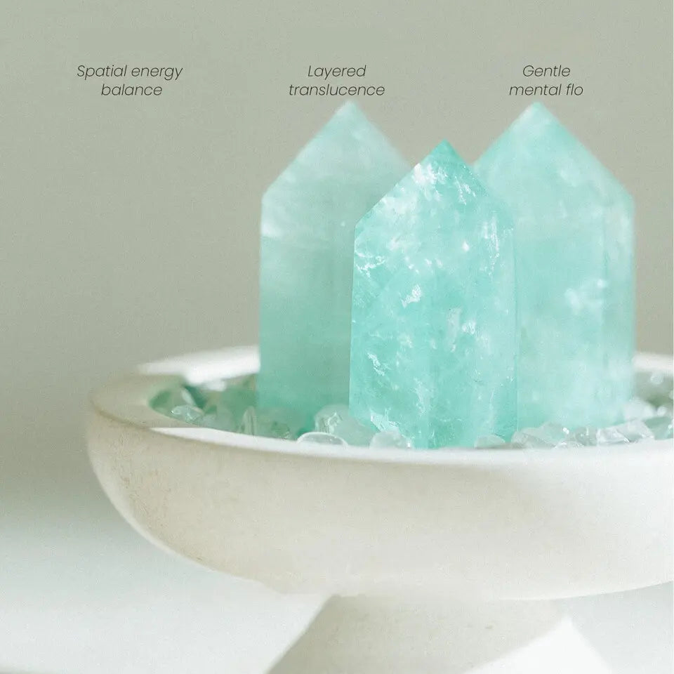 Natural Green Fluorite Crystal Pyramid - Healing Meditation Stone
