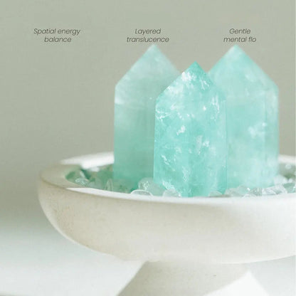 Natural Green Fluorite Crystal Pyramid - Healing Meditation Stone