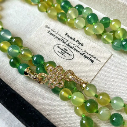 Vintage Apple Green Chrysoprase Sweater Necklace | Multi-Wear Design