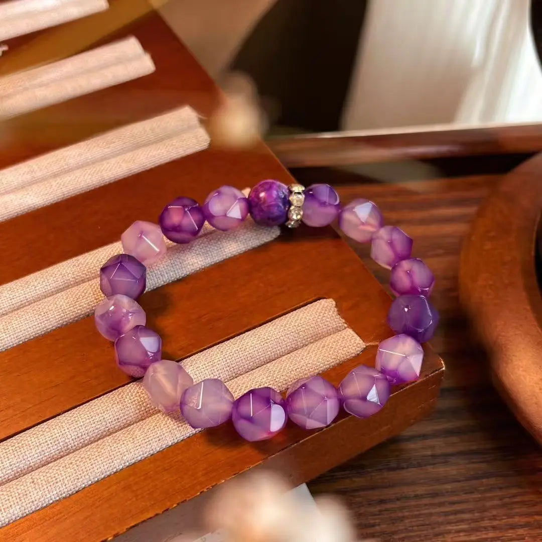 Natural Purple Cherry Blossom Agate Bracelet | Healing Crystal Jewelry