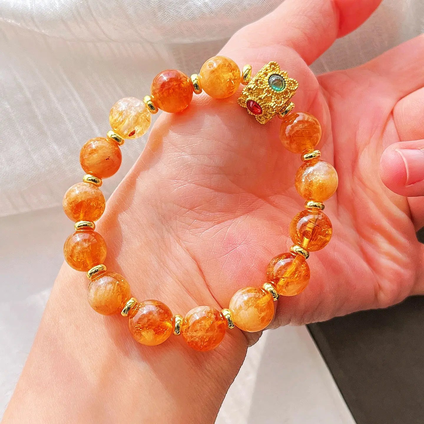 10mm Natural Citrine Bracelet | Premium Autumn & Winter Maillard Style