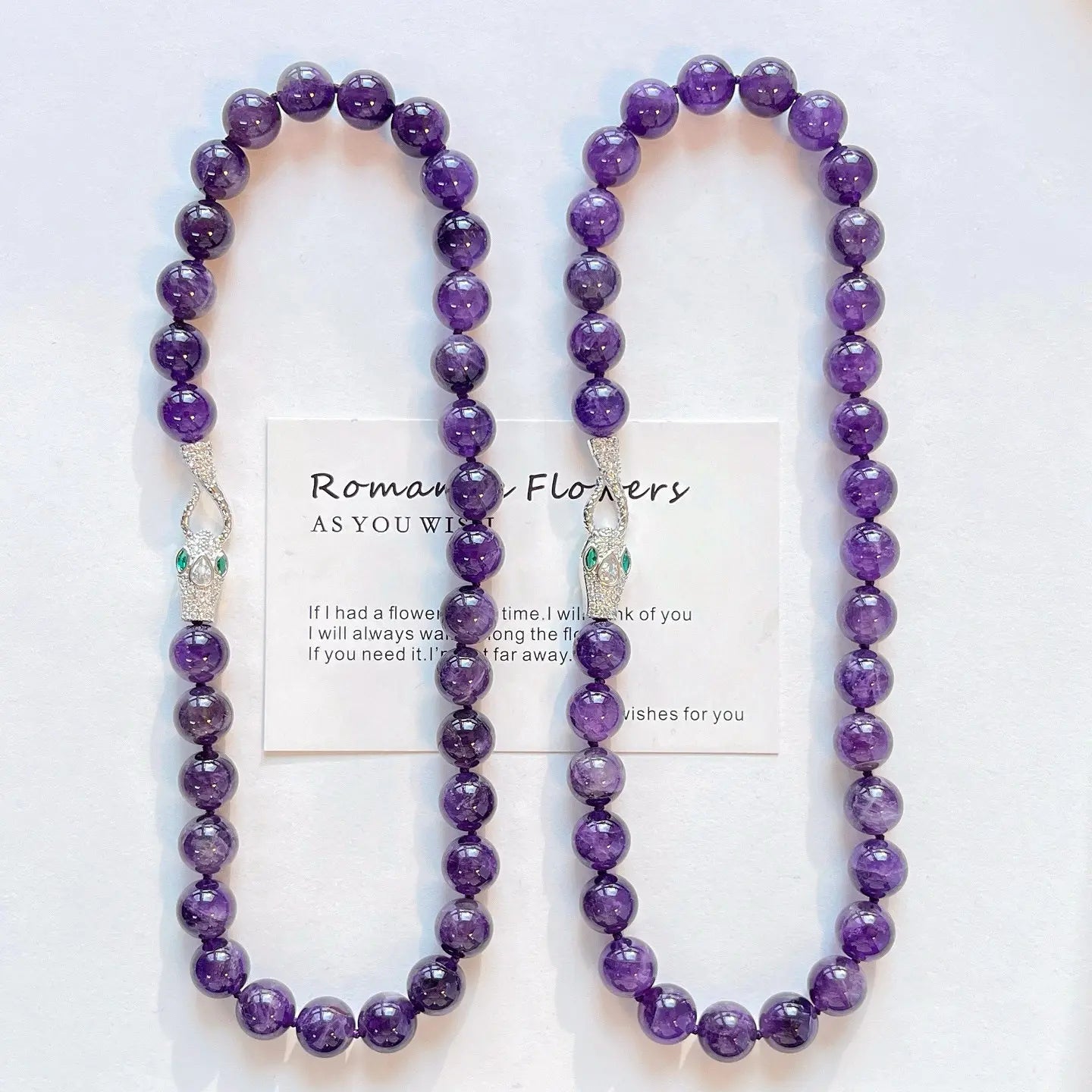 🔮12mm Natural Deep Purple Amethyst Necklace