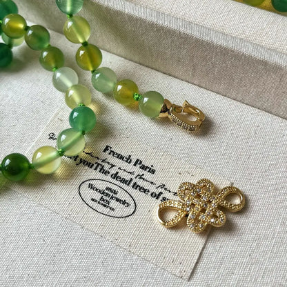 Vintage Apple Green Chrysoprase Sweater Necklace | Multi-Wear Design