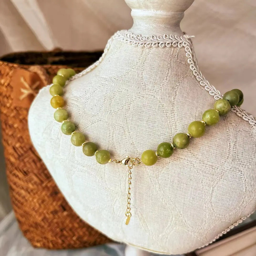 Vintage Natural Southern Jade "Starry Sky" Collarbone Necklace