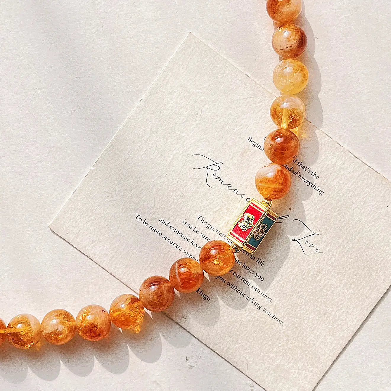 10mm Natural Citrine Necklace | Autumn Winter Maillard Style Choker