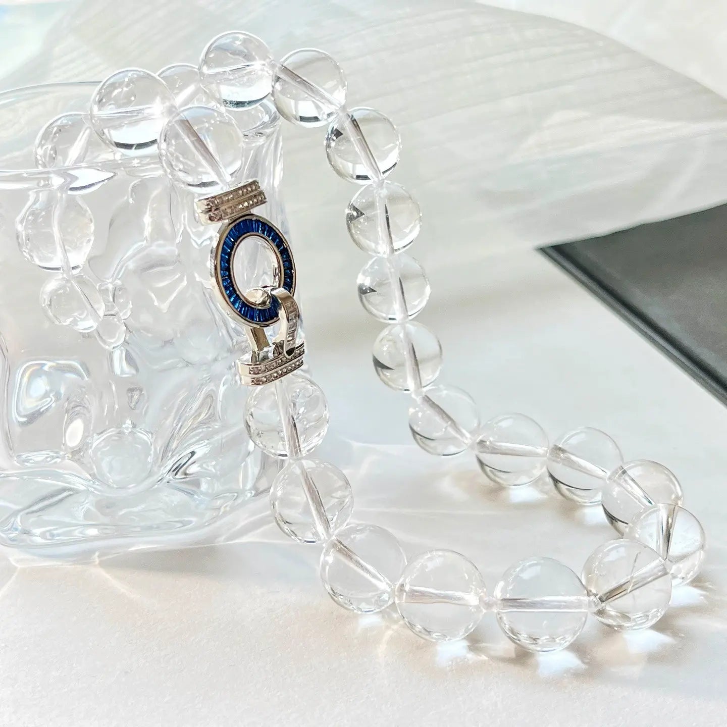 Basic 14mm Natural White Crystal Clavicle Necklace | Minimalist Jewelry