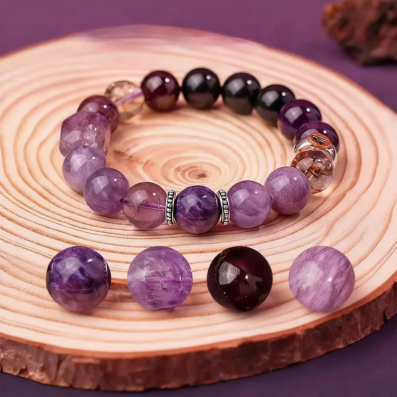 Nine Purple Lihuo Amethyst Super Seven Duobao Bracelet | Luxury Gift