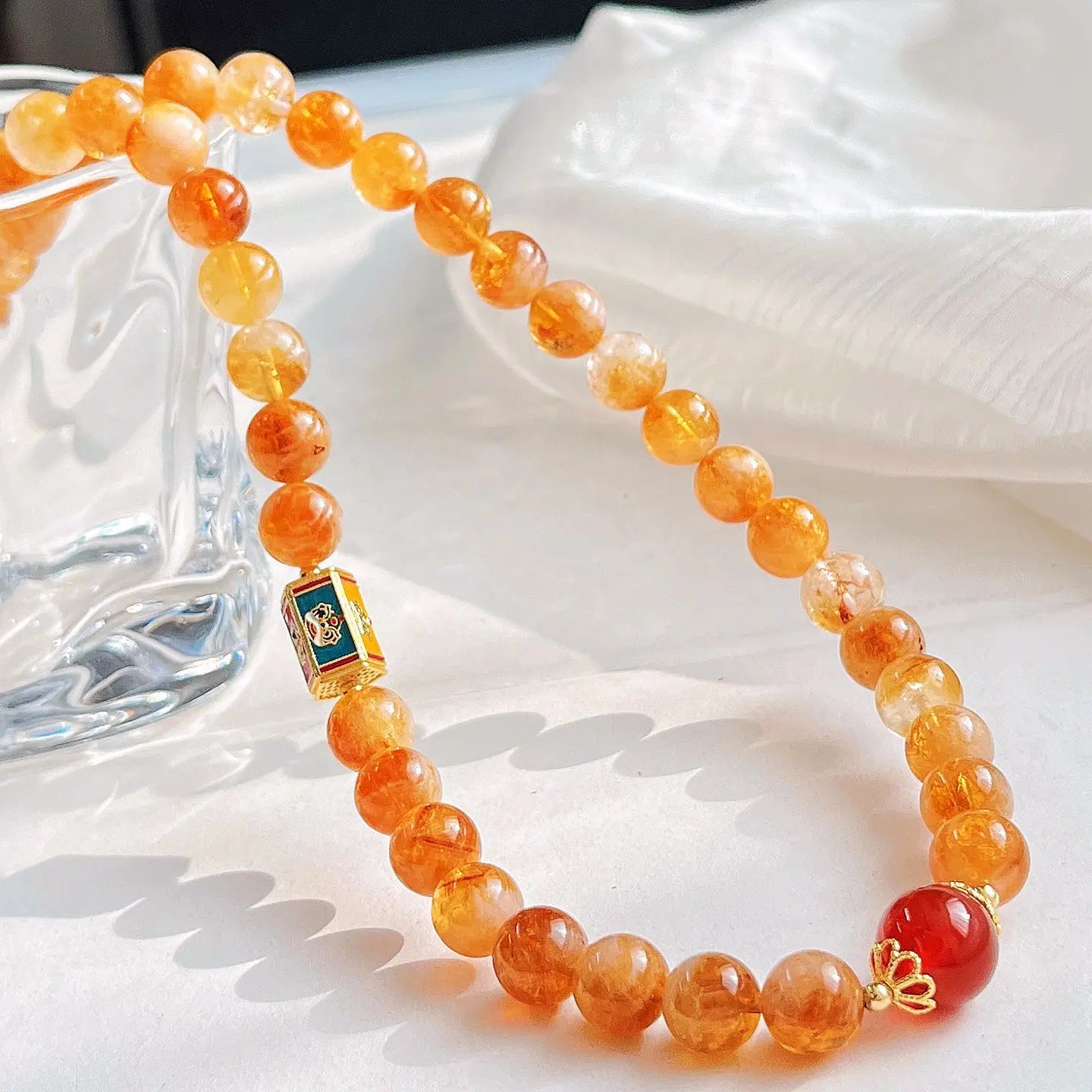 10mm Natural Citrine Necklace | Autumn Winter Maillard Style Choker