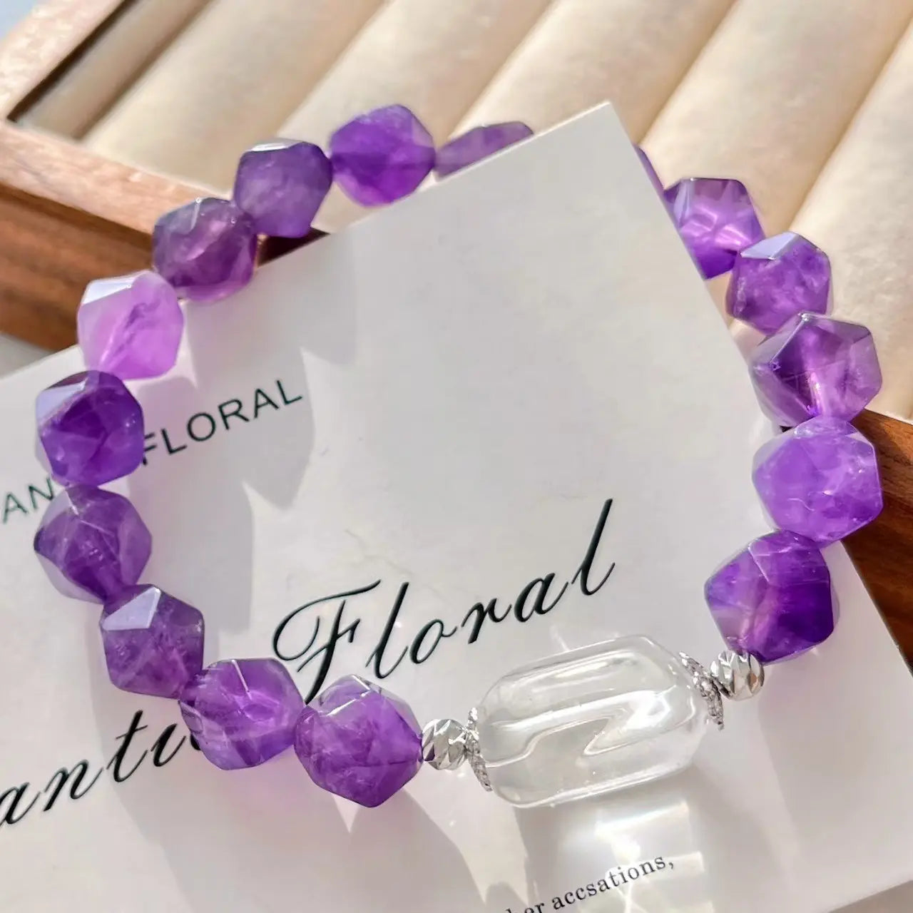 Vintage Amethyst & White Crystal Bracelet - Versatile Everyday Jewelry