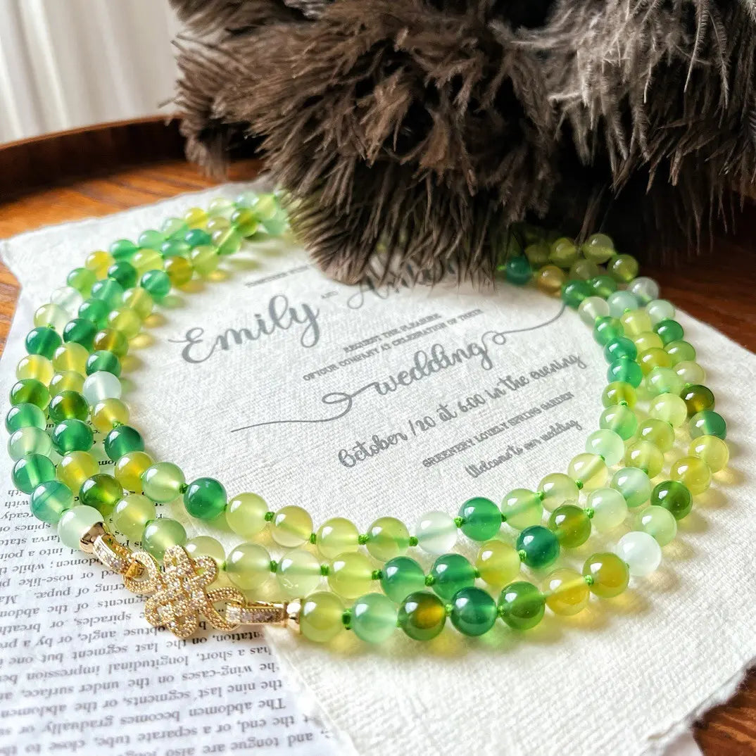 Vintage Apple Green Chrysoprase Sweater Necklace | Multi-Wear Design