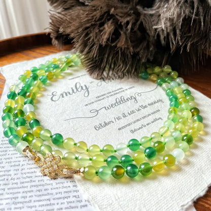 Vintage Apple Green Chrysoprase Sweater Necklace | Multi-Wear Design