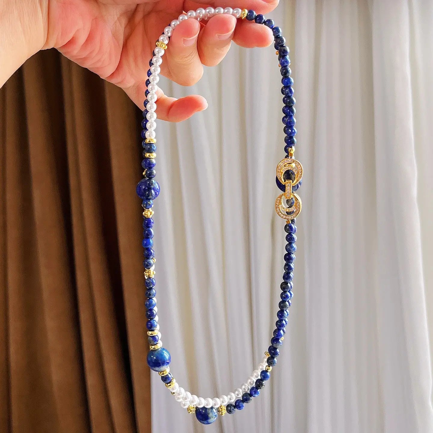 Vintage Lapis Lazuli &  Pearl Necklace | Premium Choker