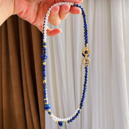 Vintage Lapis Lazuli &  Pearl Necklace | Premium Choker