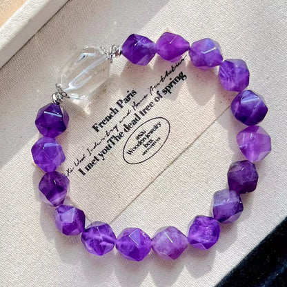 Vintage Amethyst & White Crystal Bracelet - Versatile Everyday Jewelry