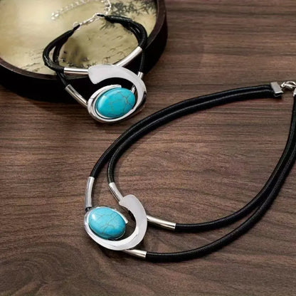 💎 Zestaw Biżuterii Boho z Kamieni Naturalnych – Naszyjnik + Bransoletka