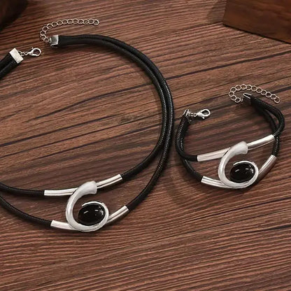 💎 Zestaw Biżuterii Boho z Kamieni Naturalnych – Naszyjnik + Bransoletka