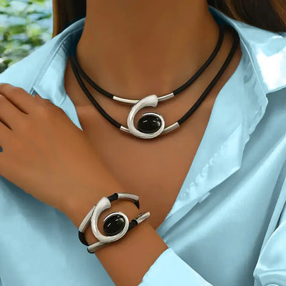 💎 Zestaw Biżuterii Boho z Kamieni Naturalnych – Naszyjnik + Bransoletka