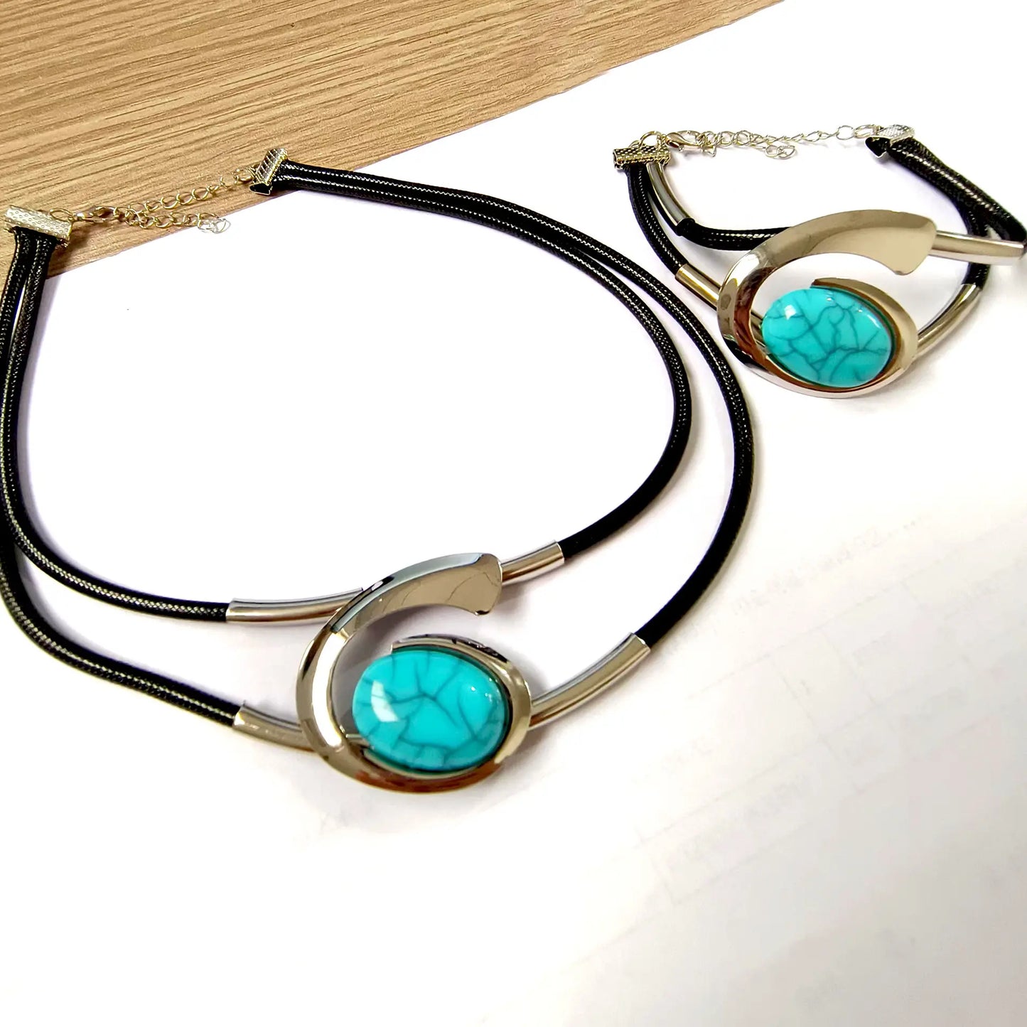 💎 Zestaw Biżuterii Boho z Kamieni Naturalnych – Naszyjnik + Bransoletka
