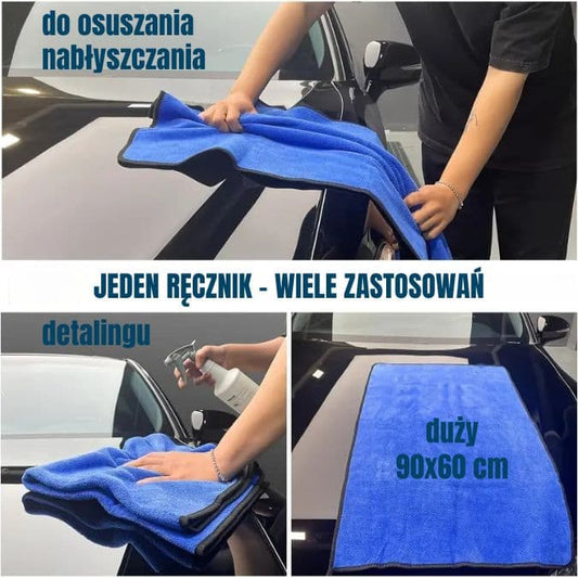 🚗Bezsmugowy ręcznik z mikrofibry 90×60 cm, 500 g/m² – do osuszania auta