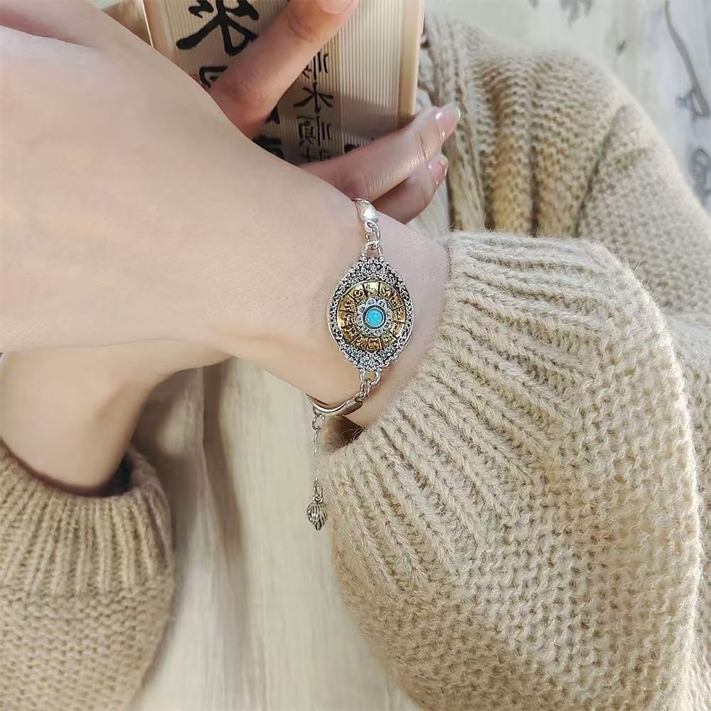 🔥【Compra 1 y llévate 1 gratis】Pulsera de loto giratoria con mantra de seis caracteres de la suerte 2026