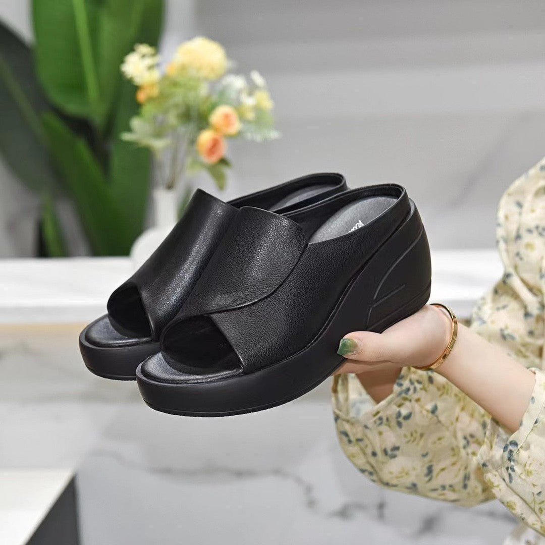 【30% ZNIŻKI】🔥[Obcas 5,5 cm] 【35-42】Sandały na koturnie z miękką podeszwą