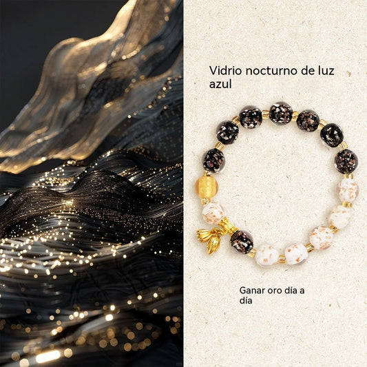 🌙 Efecto fosforescente 💑 Pulsera de cristal "Amor a través de dos vidas" - brilla en la oscuridad