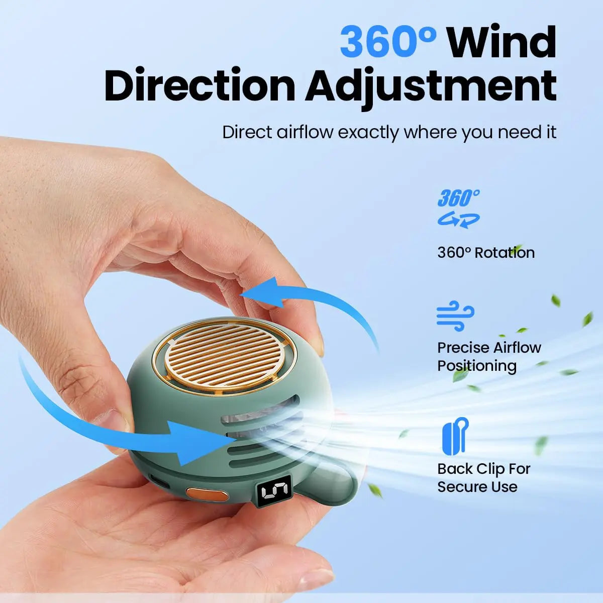 Bladeless Clip On Fan: Portable 5-Speed Wearable Mini Fan
